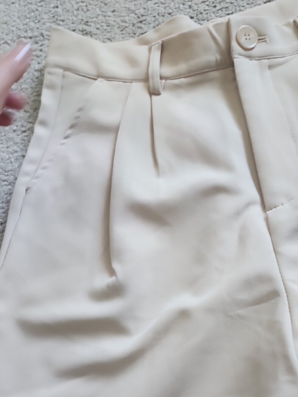 High-Rise Cream Straight-Leg Trousers - Picture 6 of 8
